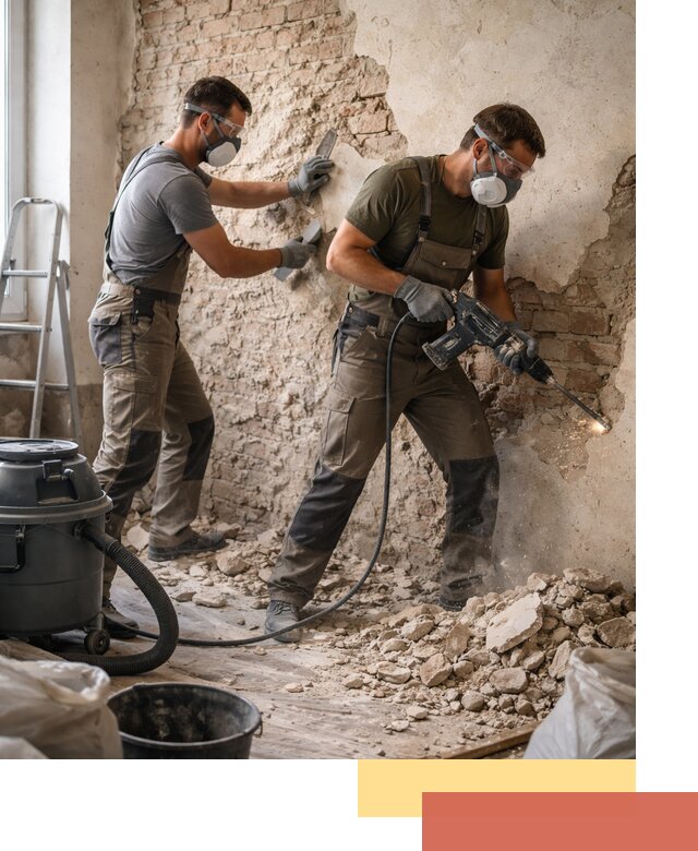 Демонтаж штукатурки со стен в Воркуте быстро и аккуратно