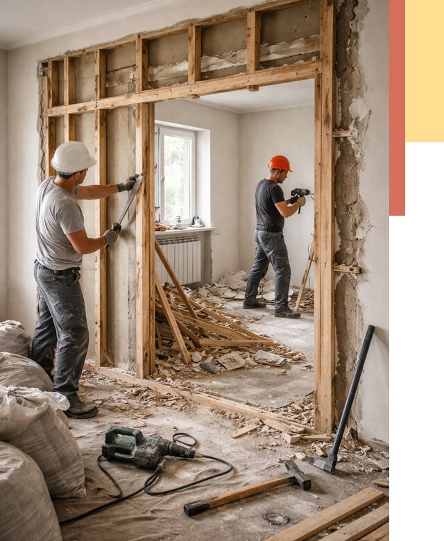 Демонтаж деревянных перегородок в Воркуте от 3290 руб. — быстро и недорого | ОТДЕЛОЧНИК-Врк