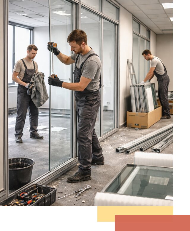 Демонтаж стеклянных перегородок в Воркуте быстро и безопасно