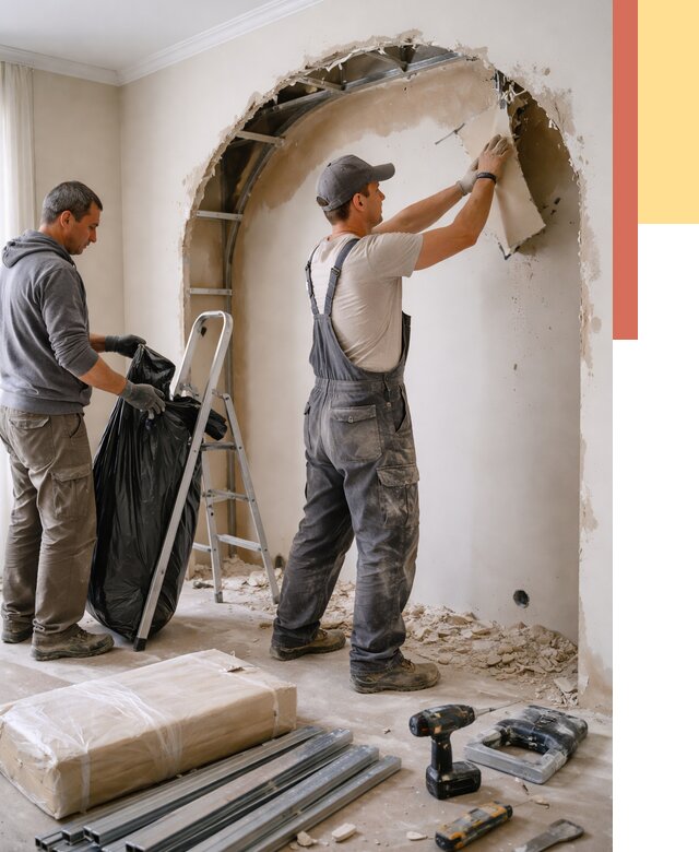 Демонтаж арки из гипсокартона в Воркуте от 3598 руб. — услуги под ключ | ОТДЕЛОЧНИК-Врк