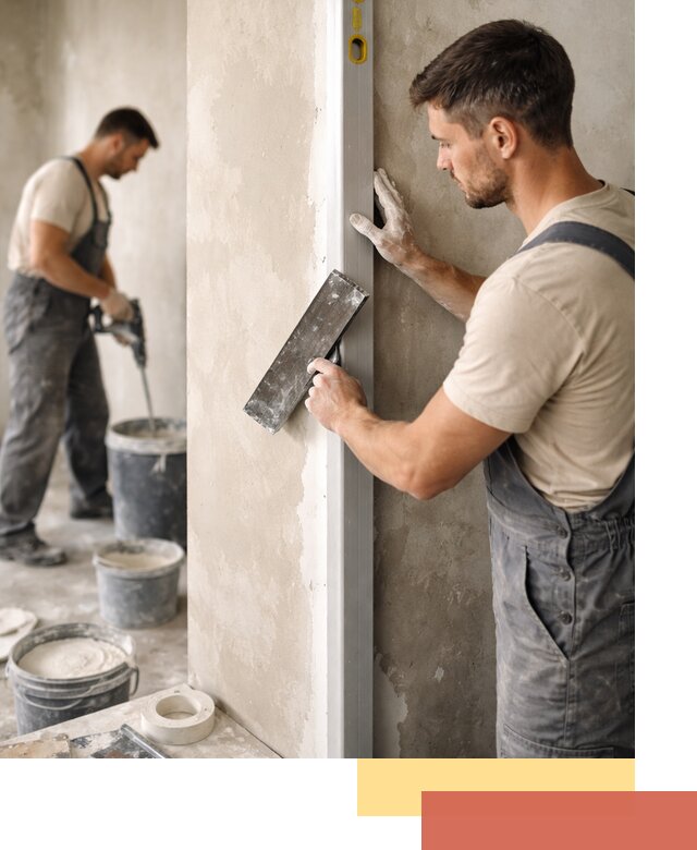 Выведение углов стен в Воркуте: монтаж и оштукатуривание