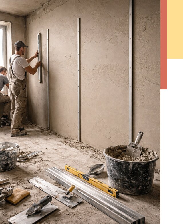 Штукатурка стен по маякам в Воркуте от 5655 руб./м² — выравнивание под ключ | ОТДЕЛОЧНИК-Врк