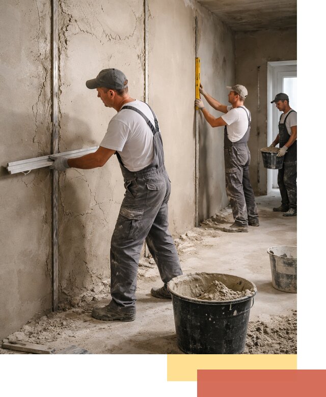 Штукатурка стен по маякам в Воркуте — точная и ровная поверхность