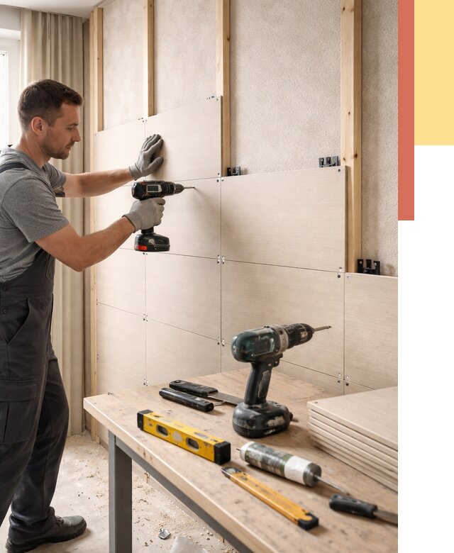 Монтаж МДФ панелей на стены в Воркуте от 1285 руб. под ключ | ОТДЕЛОЧНИК-Врк