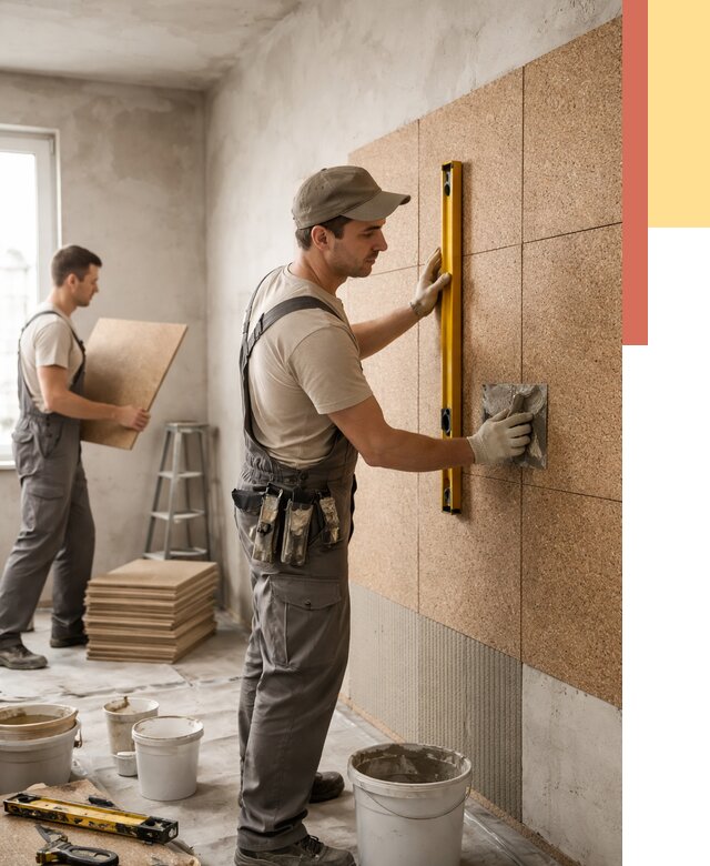 Монтаж пробковых панелей на стены в Воркуте от 3598 руб. — ОТДЕЛОЧНИК-Врк