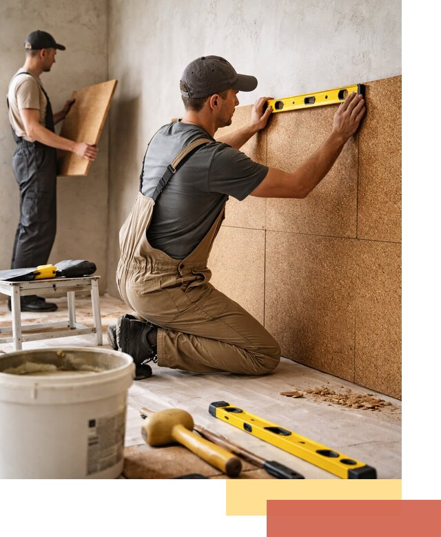 Монтаж пробковых панелей на стены в Воркуте быстро и качественно