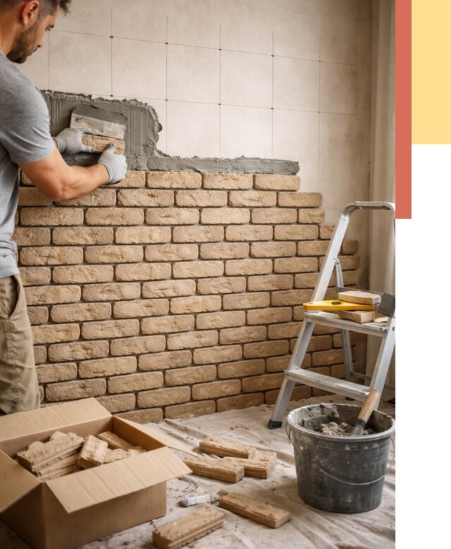 Монтаж декоративного кирпича в Воркуте от 3290 руб./м² — быстро и недорого | ОТДЕЛОЧНИК-Врк