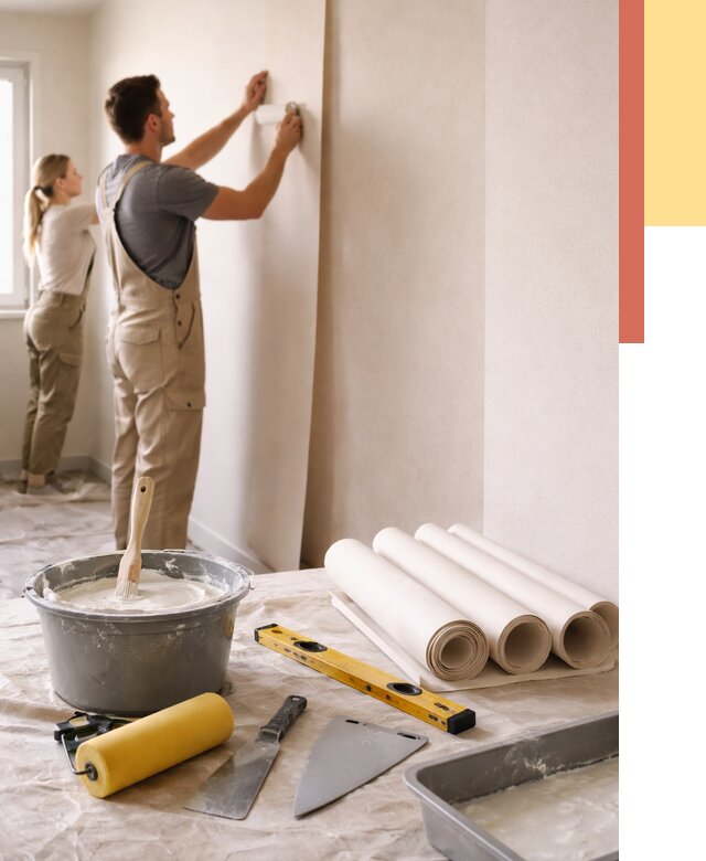 Поклейка бумажных обоев в Воркуте от 5655 руб./м2 — быстро и недорого | ОТДЕЛОЧНИК-Врк