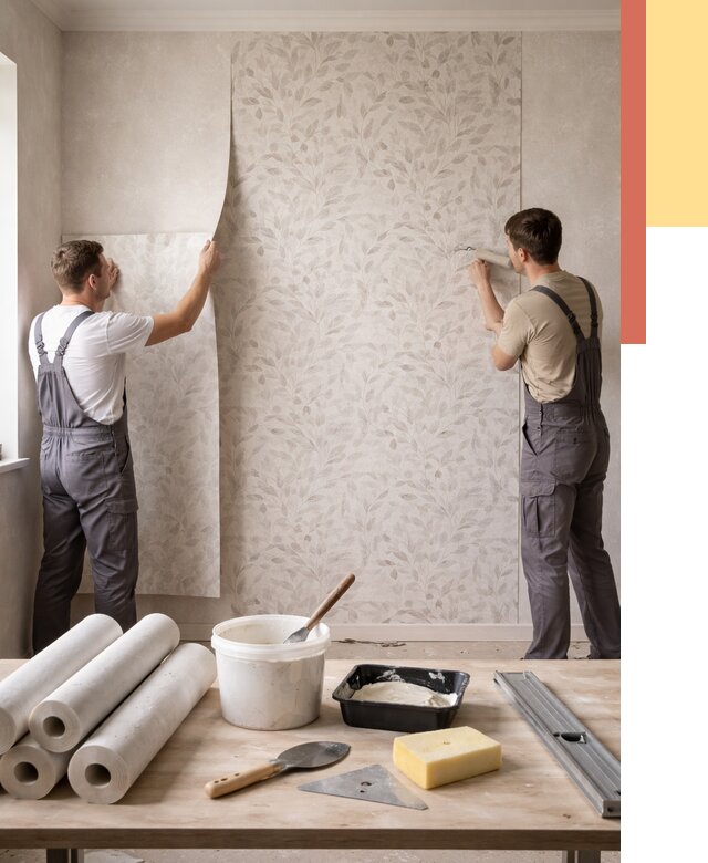 Поклейка обоев с подбором рисунка в Воркуте от 3598 руб. | ОТДЕЛОЧНИК-Врк - быстро и недорого