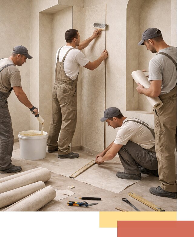 Поклейка обоев на сложные стены и неровные поверхности в Воркуте