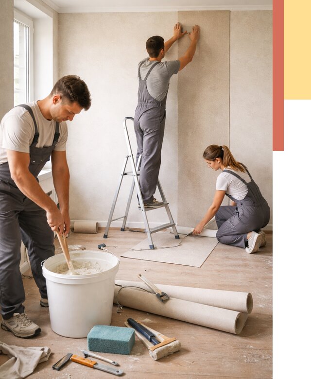 Оклейка стен обоями в Воркуте от 3598 руб/м2 — быстро и недорого | ОТДЕЛОЧНИК-Врк