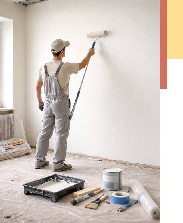 Покраска стен водоэмульсионной краской в Воркуте от 463 руб. за м² | ОТДЕЛОЧНИК-Врк