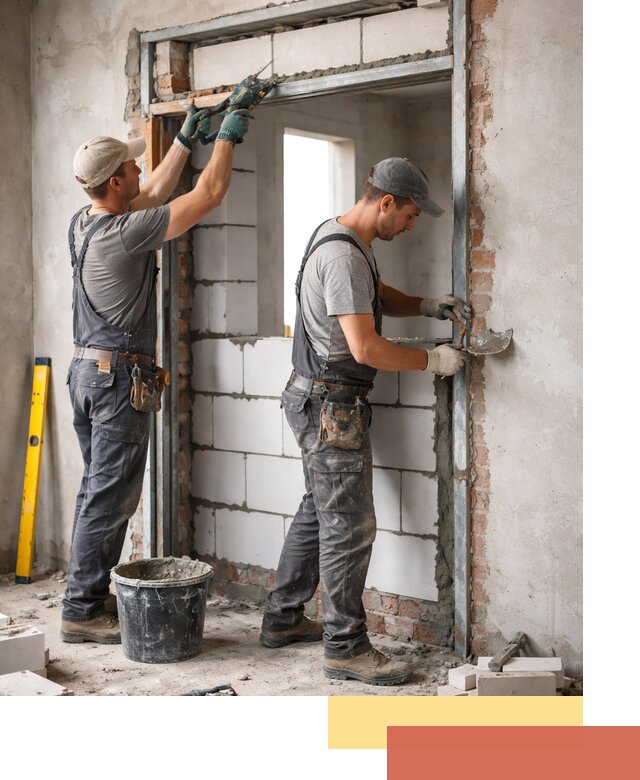 Закладка дверного проема под ключ в Воркуте: демонтаж, монтаж, отделка