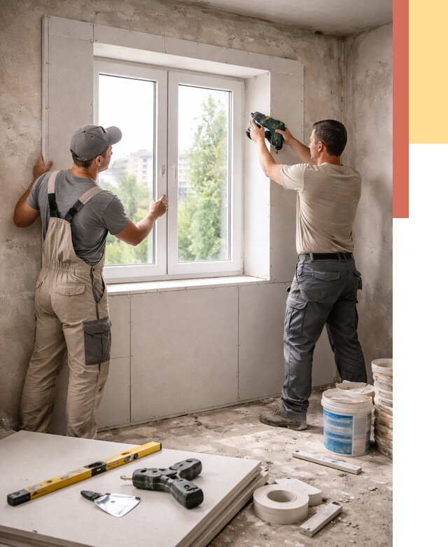 Монтаж откосов из гипсокартона в Воркуте от 4626 руб. под ключ | ОТДЕЛОЧНИК-Врк