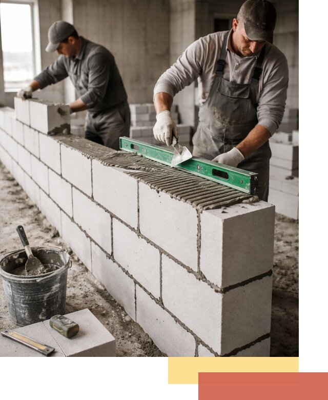 Кладка перегородок из газобетона в Воркуте быстро и качественно