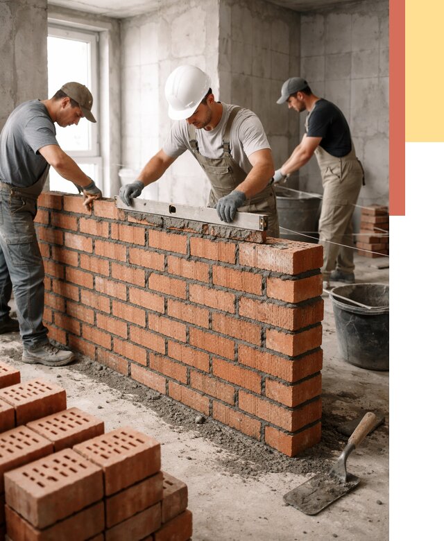 Кладка перегородок из кирпича в Воркуте от 3598 руб. за м² | ОТДЕЛОЧНИК-Врк