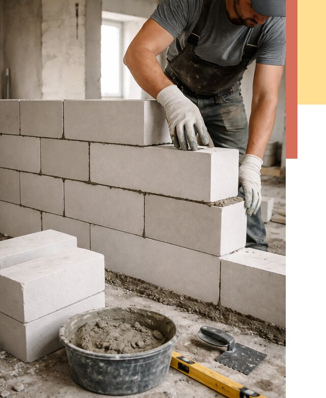 Кладка перегородок из силикатного блока в Воркуте от 4112 руб. под ключ | ОТДЕЛОЧНИК-Врк