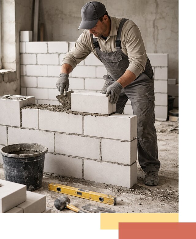 Кладка перегородок из силикатного блока в Воркуте