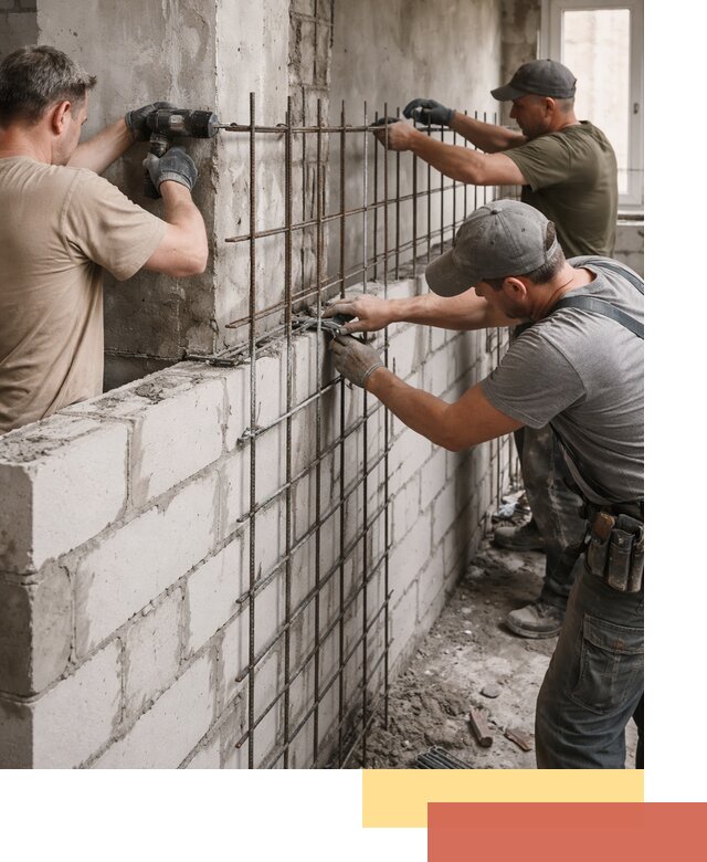Армирование кладки перегородок в Воркуте профессионально и надёжно