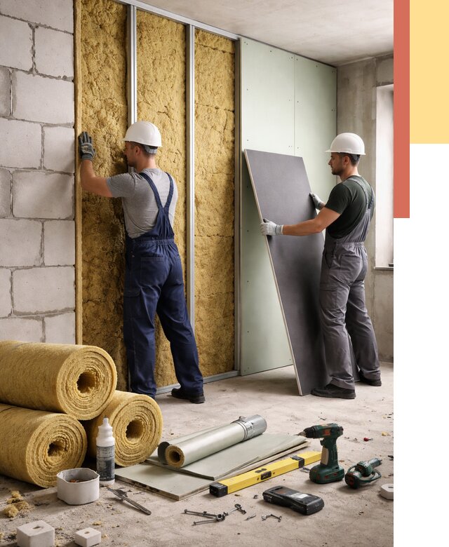 Шумоизоляция перегородок из блоков в Воркуте от 1902 руб./м² — быстро и недорого | ОТДЕЛОЧНИК-Врк