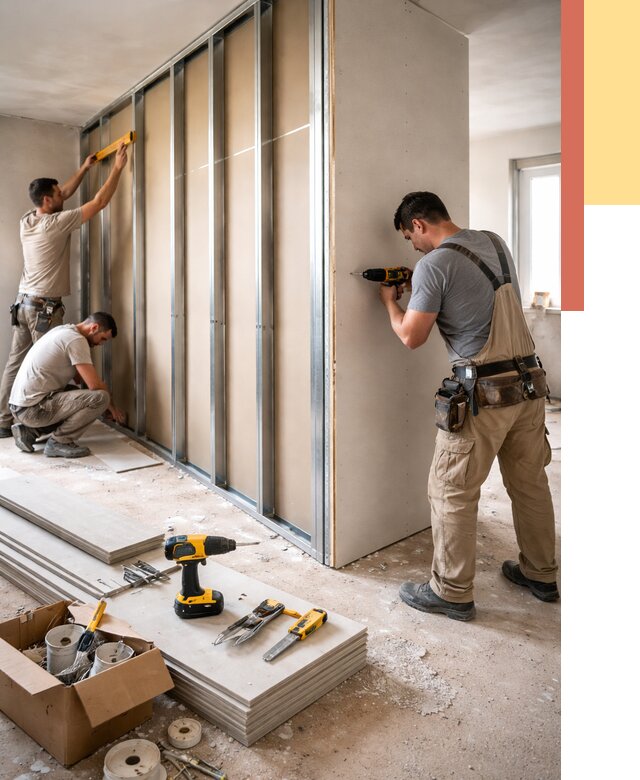 Монтаж однослойной перегородки из гипсокартона в Воркуте от 668 руб. | ОТДЕЛОЧНИК-Врк