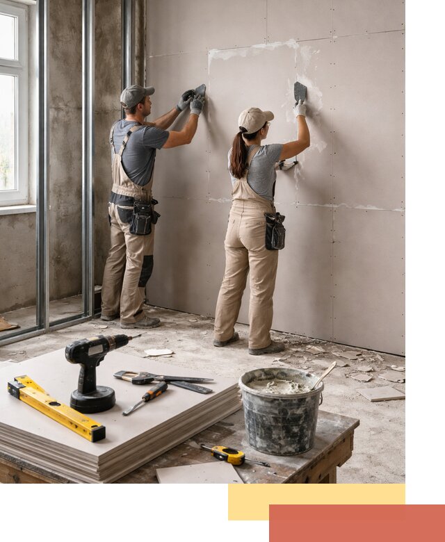 Монтаж двухслойной перегородки из гипсокартона в Воркуте