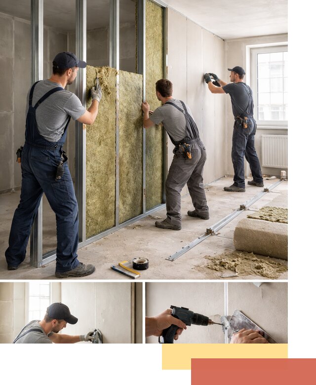 Перегородка из гипсокартона с шумоизоляцией в Воркуте — монтаж под ключ