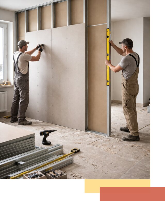 Зонирующая перегородка из гипсокартона под ключ в Воркуте