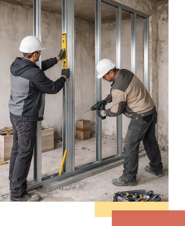 Монтаж каркаса перегородки из профиля в Воркуте