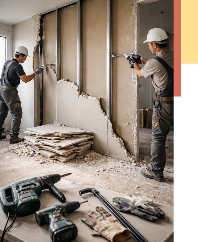 Демонтаж перегородки из гипсокартона в Воркуте от 1234 руб. быстро и недорого | ОТДЕЛОЧНИК-Врк