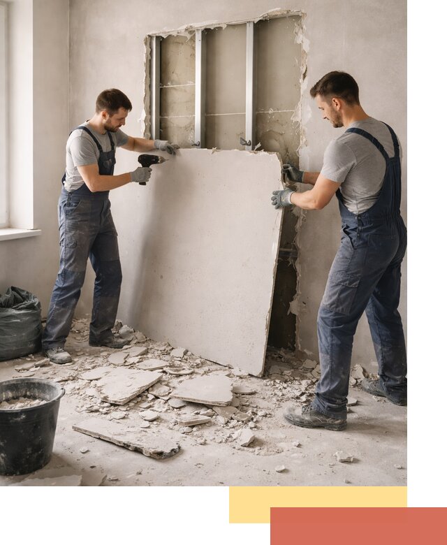 Демонтаж перегородки из гипсокартона в Воркуте быстрый и аккуратный