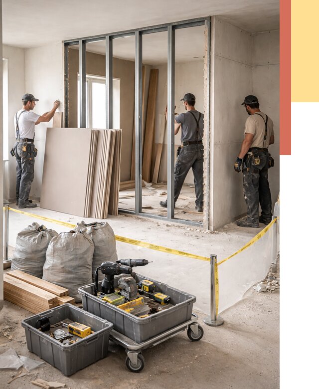 Перенос гипсокартонной перегородки в Воркуте под ключ от 4626 руб. | Демонтаж и монтаж – ОТДЕЛОЧНИК-Врк