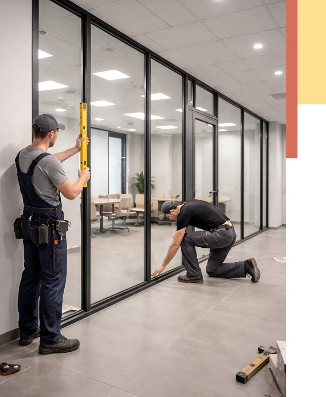 Каркасные стеклянные перегородки в Воркуте под ключ от 9459 руб. | ОТДЕЛОЧНИК-Врк