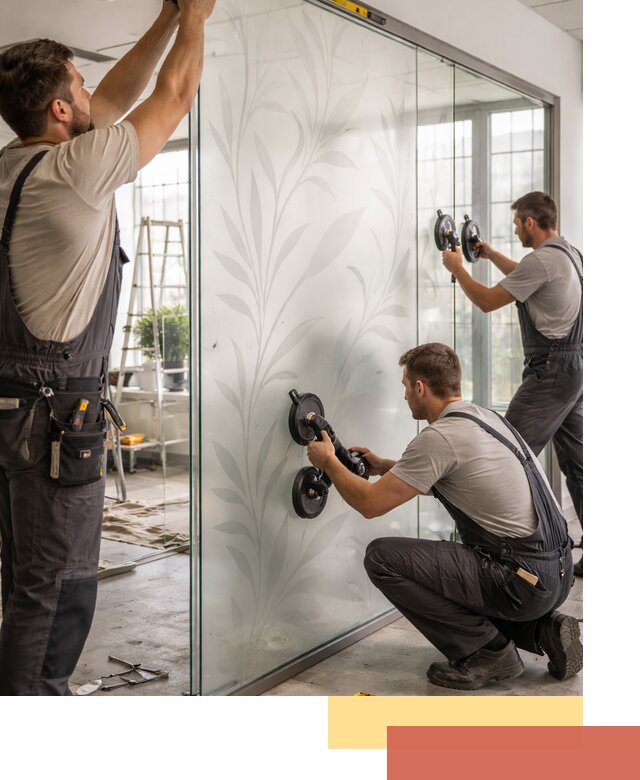 Стеклянные перегородки с рисунком на заказ в Воркуте