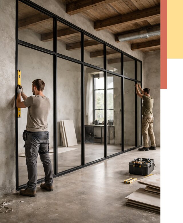 Стеклянные перегородки лофт в Воркуте от 10795 руб. под ключ | ОТДЕЛОЧНИК-Врк