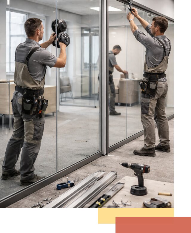 Стеклянные офисные перегородки под ключ в Воркуте