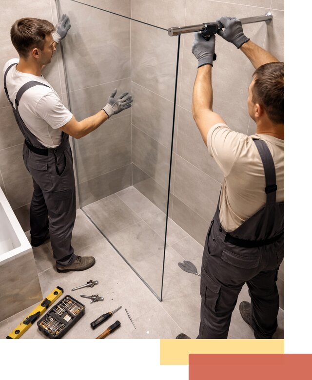 Стеклянные перегородки для душа в Воркуте — изготовление и монтаж