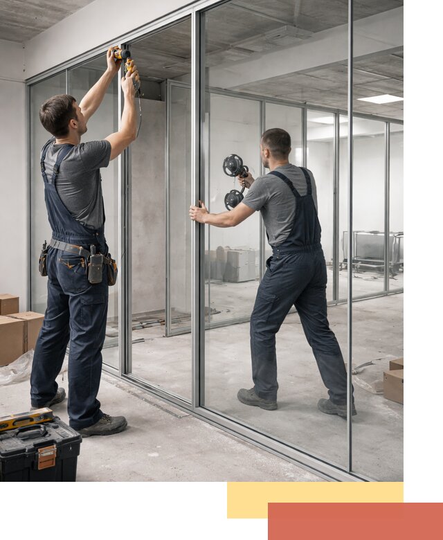 Алюминиевые перегородки со стеклом в Воркуте — изготовление и монтаж