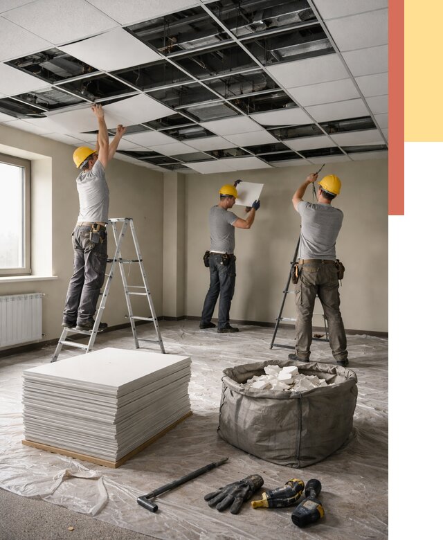 Демонтаж потолка Армстронг в Воркуте от 4626 руб. быстро и недорого | ОТДЕЛОЧНИК-Врк