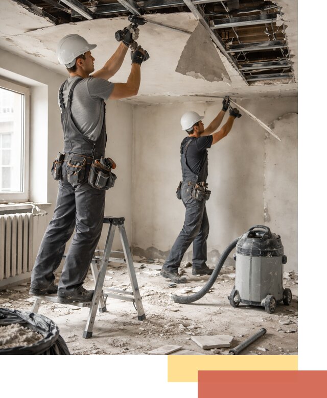 Демонтаж гипсокартонного потолка в Воркуте быстро и аккуратно