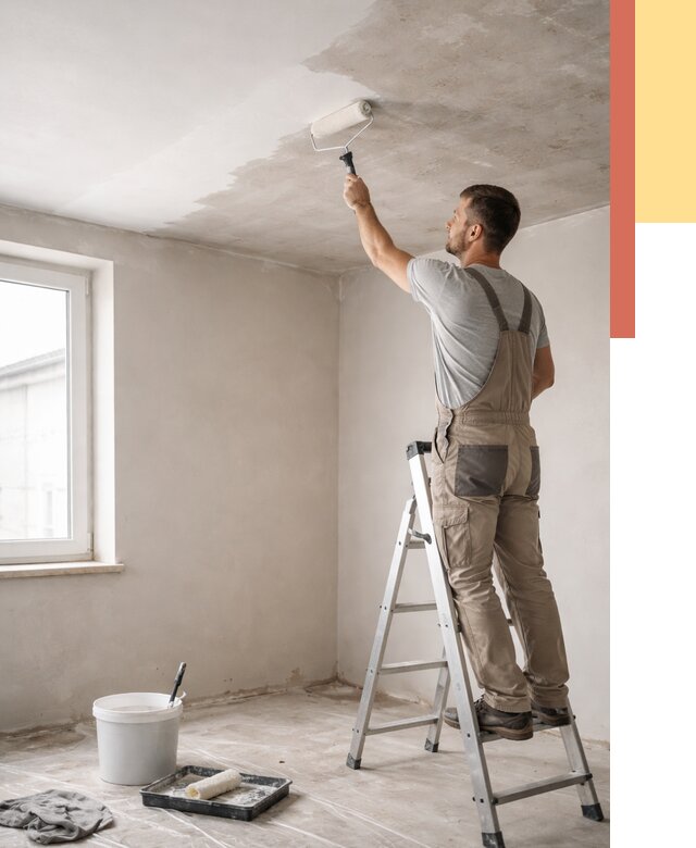 Грунтовка потолка в Воркуте от 2570 руб. — быстро и недорого | ОТДЕЛОЧНИК-Врк