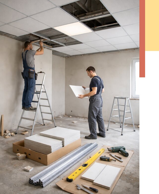 Монтаж потолка армстронг в Воркуте от 4626 руб/м2 — быстрая установка под ключ | ОТДЕЛОЧНИК-Врк