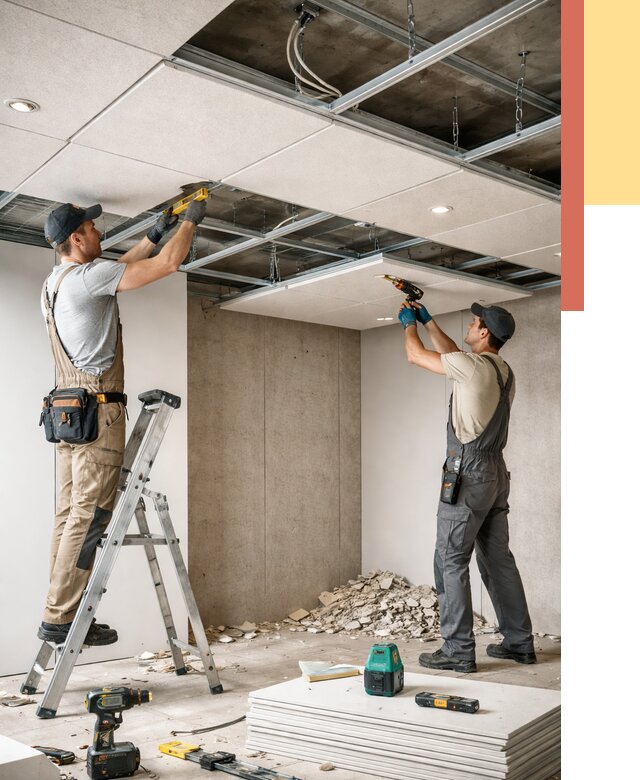 Монтаж акустического потолка в Воркуте от 6683 руб/м2 — быстро и недорого | ОТДЕЛОЧНИК-Врк