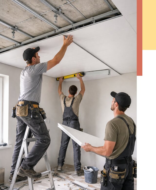 Монтаж потолка из ПВХ панелей в Воркуте от 3598 руб./м2 — быстро и недорого | ОТДЕЛОЧНИК-Врк