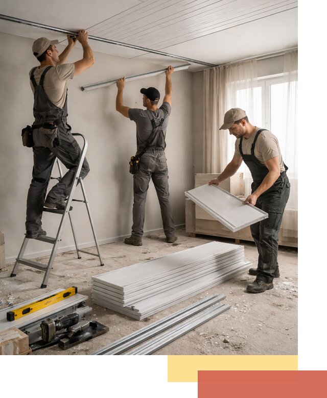 Монтаж потолка из ПВХ панелей в Воркуте оперативно и качественно