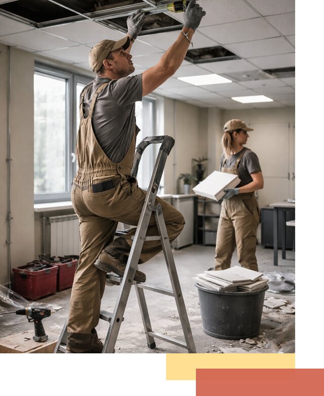 Ремонт потолка Армстронг и замена плит в Воркуте