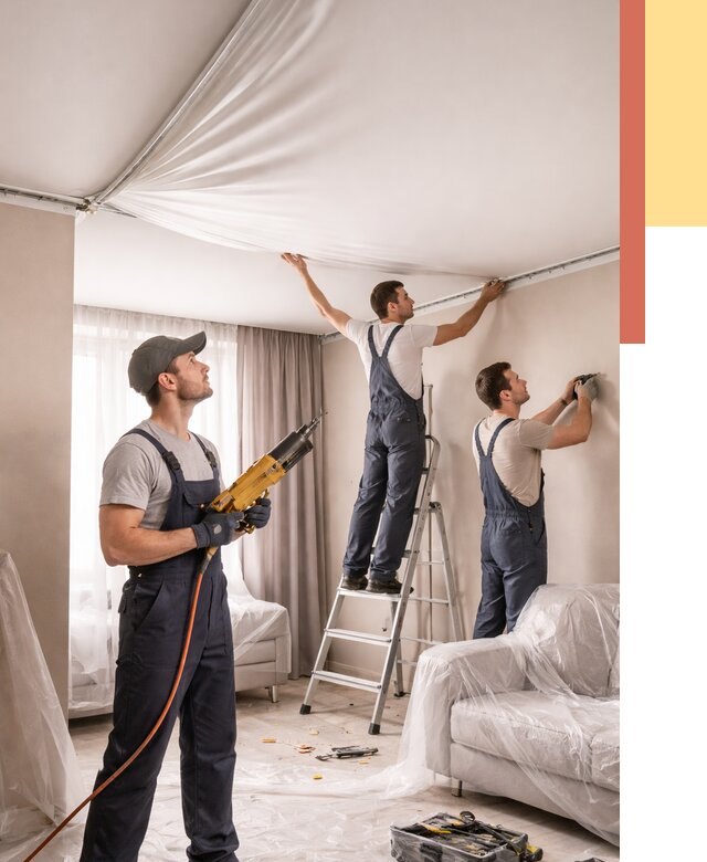 Установка натяжного потолка в Воркуте от 4626 руб. | Быстро и недорого — ОТДЕЛОЧНИК-Врк