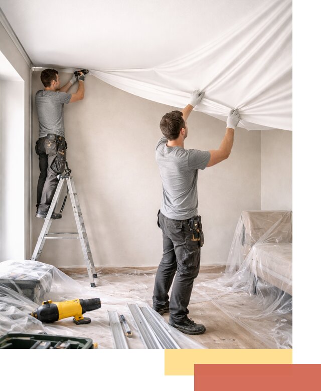 Монтаж тканевого натяжного потолка в Воркуте недорого и быстро