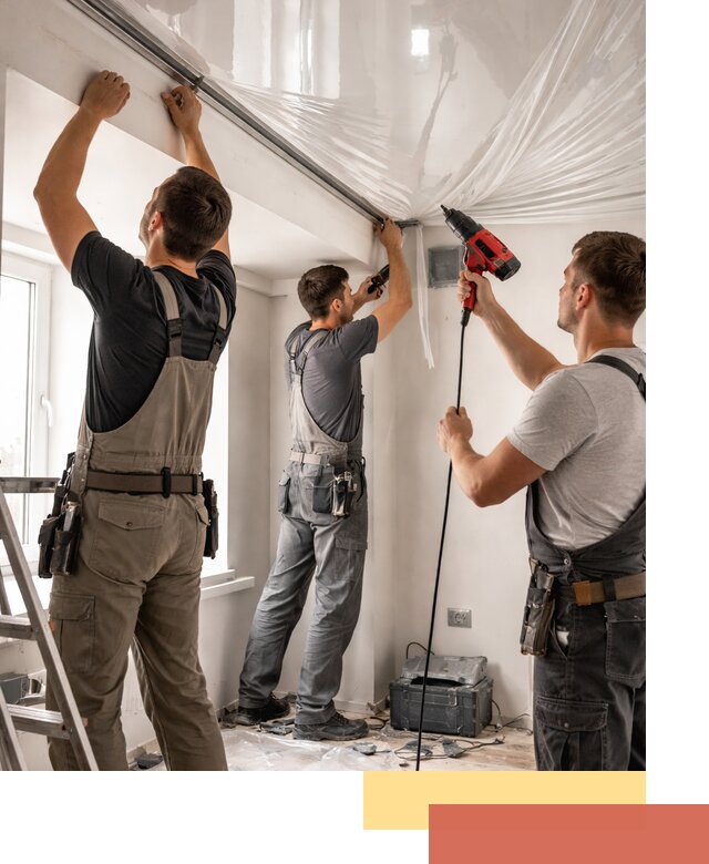 Монтаж глянцевого натяжного потолка в Воркуте быстро и качественно