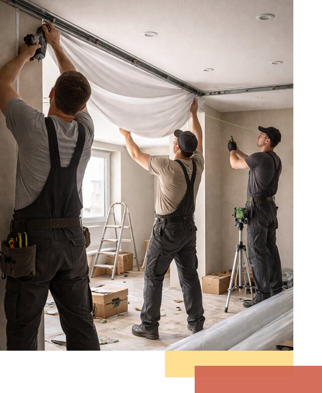 Монтаж парящего натяжного потолка под ключ в Воркуте